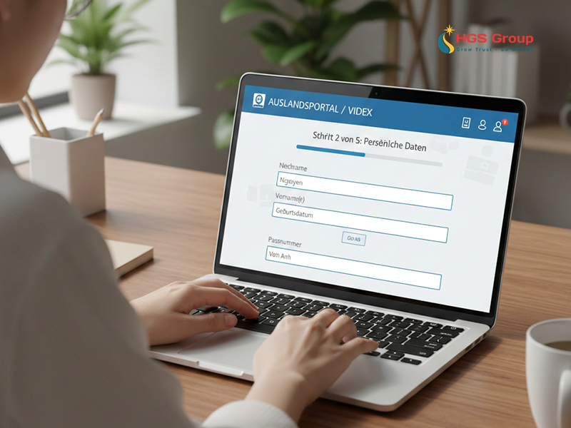 Tạo tài khoản và điền đơn xin visa trực tuyến (Auslandsportal/Videx)